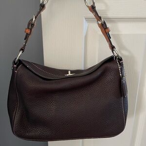 Coach brown pebbled leather shoulder bag